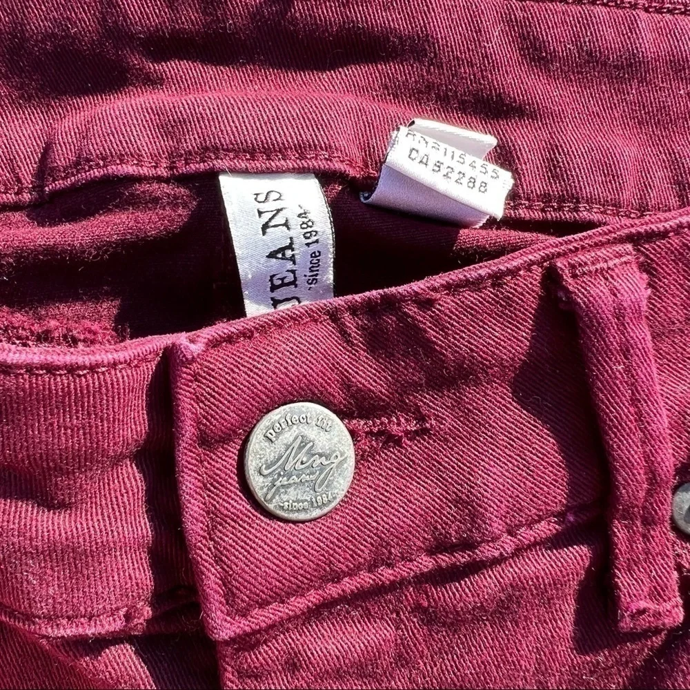MANGO Jeans Women's Size 6 Wine Burgundy Skinny Slacks Pants Purple Slim Stretch